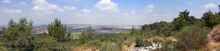 Вид на долину Сорек с панорамной площадки горы Тнуфа. 